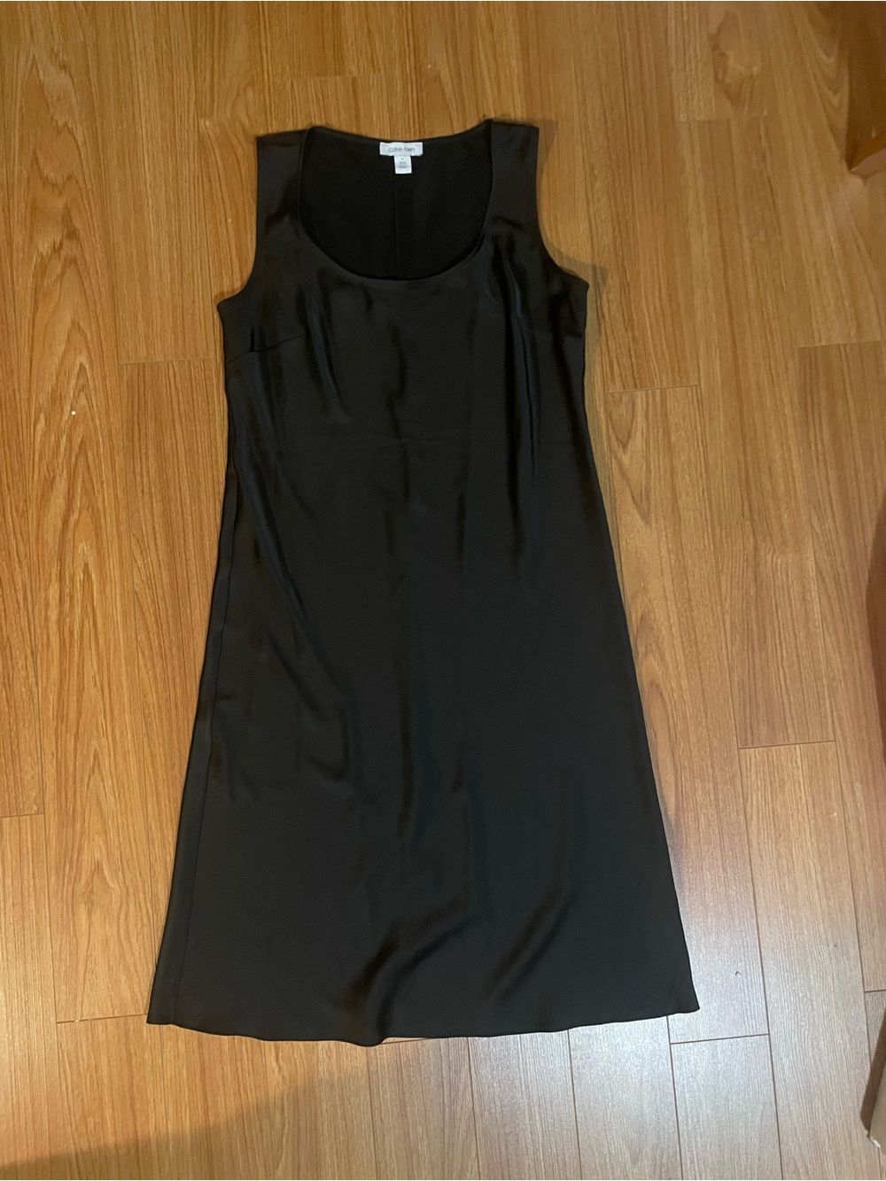 Calvin Klein Black Satin Midi Dress